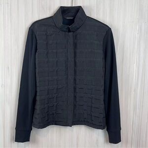 EUC Samuel Dong Black Full Zip Quilted Jacket Sz Large Mock Neck
